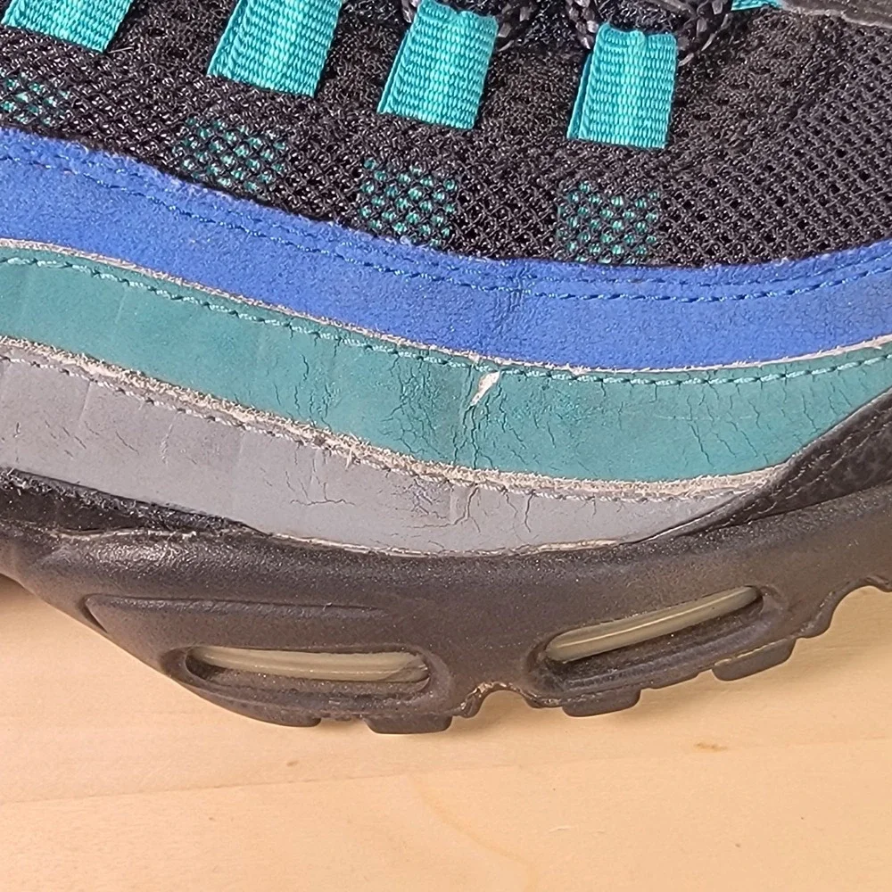 2014 Nike Air Max 95 OG SZ 12 Black Hyper Cobalt Blue Teal PRM 609048-084